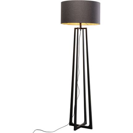 Lampa podłogowa z abażurem czarna stal 160 cm