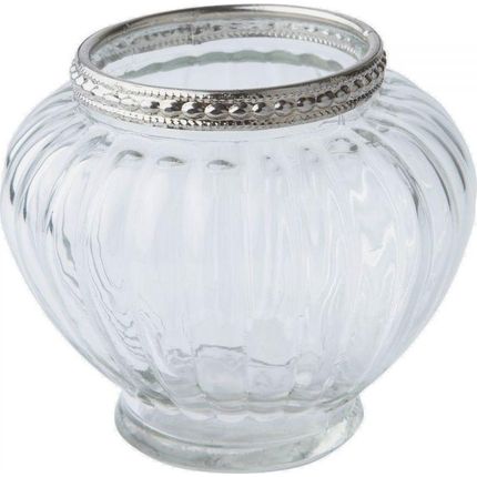 Wazon transparentny ze srebrnym zdobieniem 9 cm