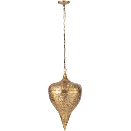 Lampa wisząca metalowa ażurowa drop złota mała 23x53 cm