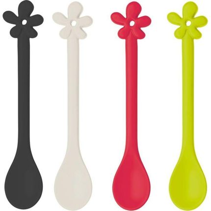 Łyżeczki z kwiatkiem plastikowe kolorowe 4-set 15 cm