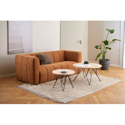 Stolik okrągły PRUNUS 80 cm - beżowy/czarny