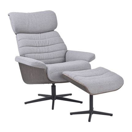 Fotel relax z podnóżkiem ULLA - szary/brąz
