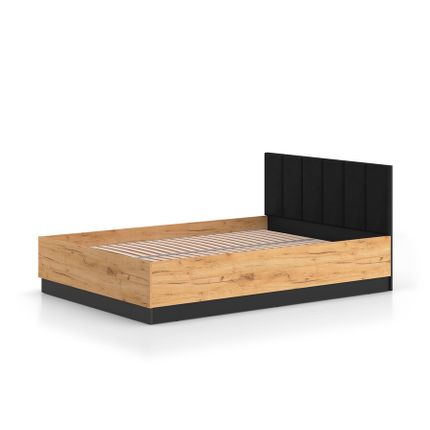 Łóżko URSO 1302 ze stelażem ""flex"", do materaca 140 cm - dąb craft złoty/czarny