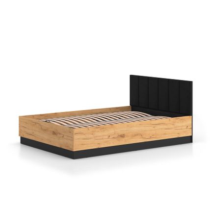 Łóżko URSO 1401 z podnoszonym stelażem, do materaca 160 cm- dąb craft złoty/czarny