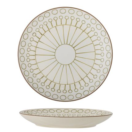 Talerz ceramiczny MAPLE 25.5 - biały/zielony