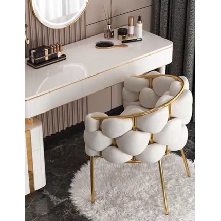 Krzesło welurowe CHIC COMFORT - biały/złoty