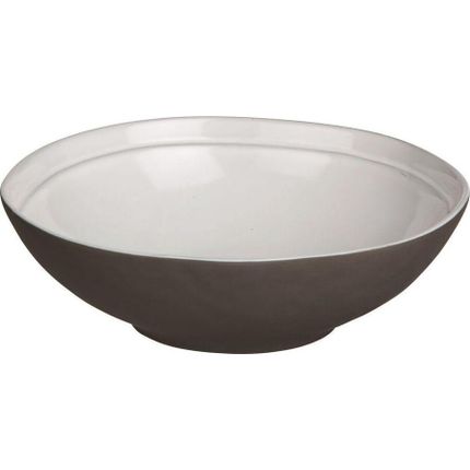 Talerz głęboki porcelanowy biało-brązowy 17 cm