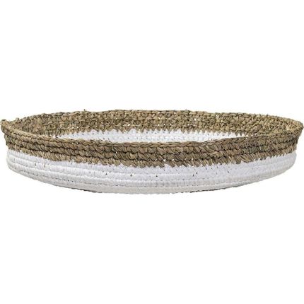 Koszyk dekoracyjny z rafii 44 cm - biały/naturalny