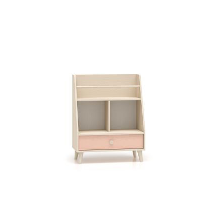 Regał niski z szufladą MEVEL 09 - beż piaskowy/millenial pink