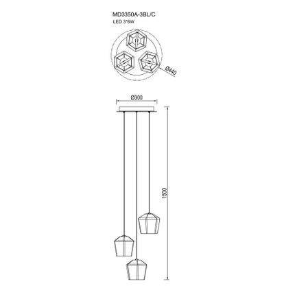 Lampa wisząca COLORE MD3350A-3BL/C - transparentny
