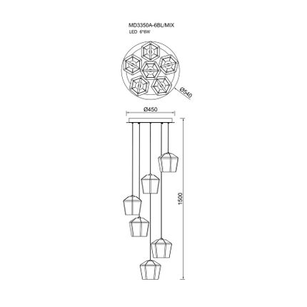 Lampa wisząca COLORE MD3350A-6BL/MIX - wielokolorowy