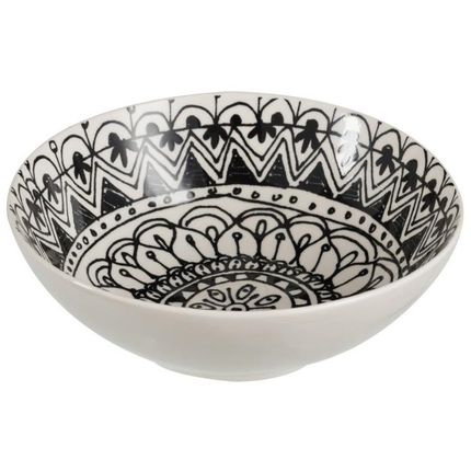 Miska ceramiczna Boho L biała wzory 18∅ cm