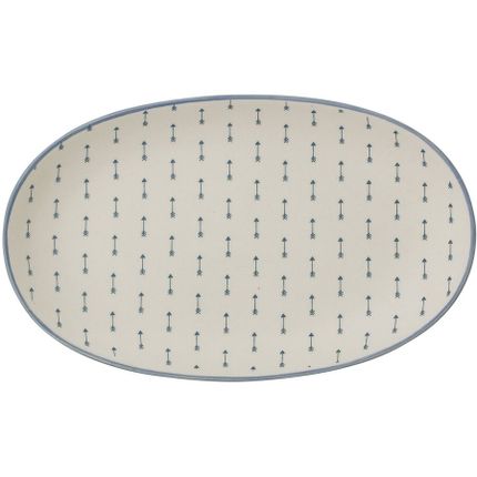 Półmisek ceramiczny biały w niebieskie strzały 22x13 cm