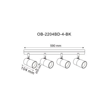Lampa sufitowa FORI 4 reflektory OB-2204BD-4-BK - czarny/złoty