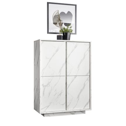 Komoda wysoka CARRARA - marmur biały mat