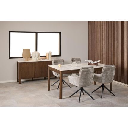 Stół z ceramicznym blatem SOUTHAMPTON 180x90 - kremowy/dąb wędzony