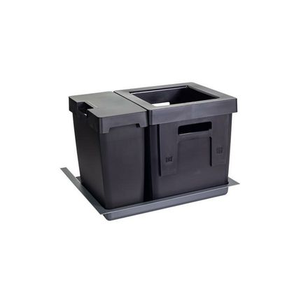 Kosz na odpady OEKO - ZESTAW POJEMNIKÓW 600/ wys. 375-400/ 40+17 z pokrywką/ wytłoczka docięta/ antracyt PEKA