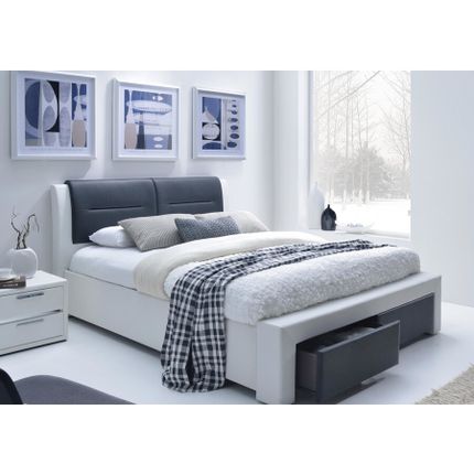 Łóżko z szufladami CASSANDRA S 160 - biały/czarny