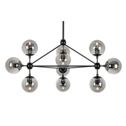 Lampa wisząca PLANETARIO 10 - czarny/klosze dymione