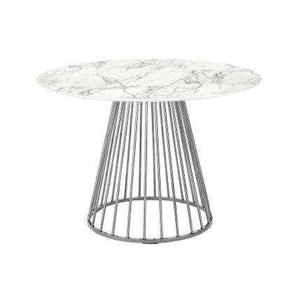 Stół okrągły GLAM MARBLE 110 - okleina marmurowa/chrom