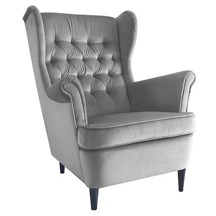 Fotel uszak HARRY Velvet - szary Bluvel 14