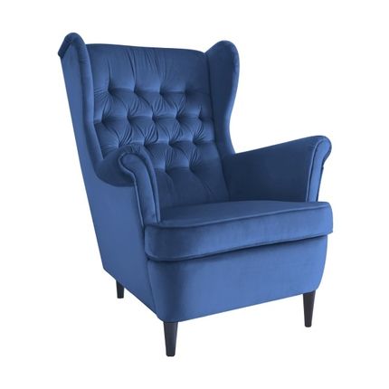 Fotel uszak HARRY Velvet - granatowy Bluvel 86