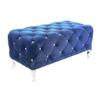 Puf pikowany z nóżkami HESTIA Velvet - granatowy Bluvel 86