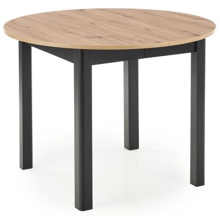 Stół okrągły rozkładany RINGO 102 cm - dąb artisan/czarny
