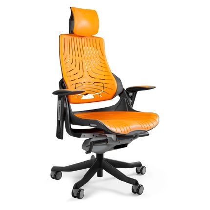 Fotel obrotowy WAU elastomer - mango/czarny