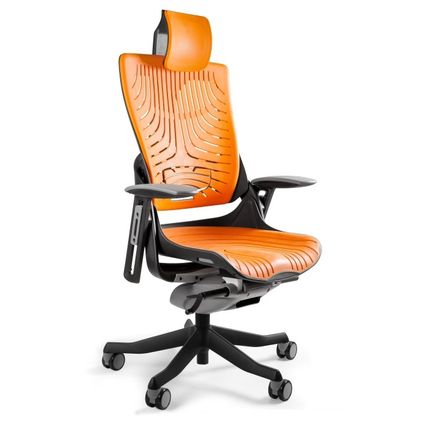 Fotel obrotowy WAU 2 elastomer - mango/czarny