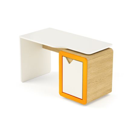 Biurko z kontenerkiem z kolekcji FRAME - dąb/pomarańczowy