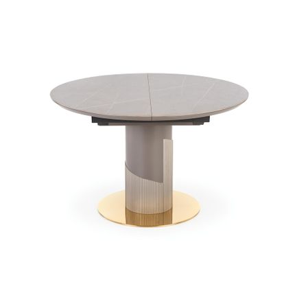 Stół okrągły rozkładany MUSCAT 120/160x120 - popielaty/złoty