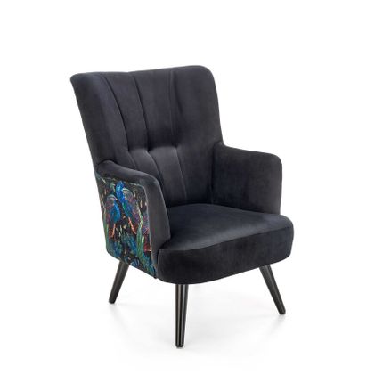Fotel welurowy PAGONI - czarny Bluvel 19