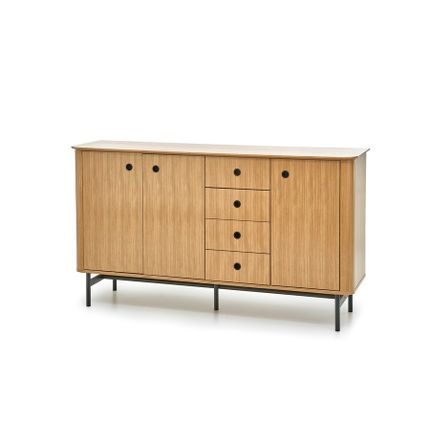 Komoda 3-drzwiowa SMART KM-1 4 szuflady - dąb naturalny/czarny