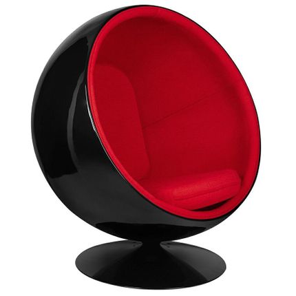 Fotel BALL BLACK - czerwony