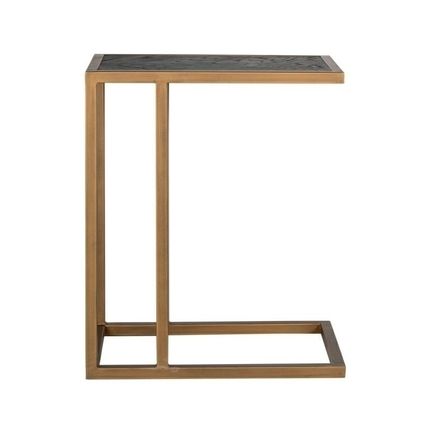 Stolik boczny BLACKBONE BRASS 55x35 - czarny fornir/mosiądz