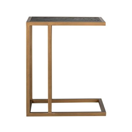 Stolik boczny BLACKBONE BRASS 55x35 - czarny fornir/mosiądz