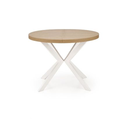 Stół okrągły rozkładany PERONI 100-250x100 - dąb złoty/biały