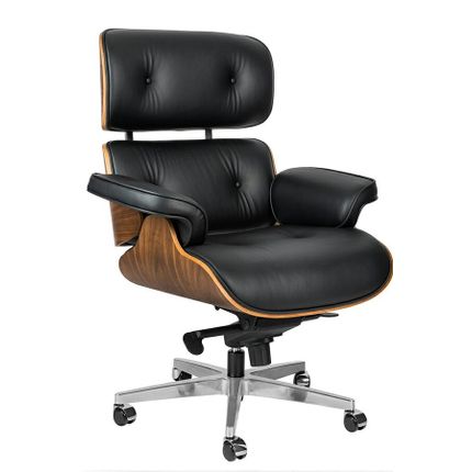 Fotel biurowy LOUNGE GUBERNATOR BIG XL - czarny/orzech