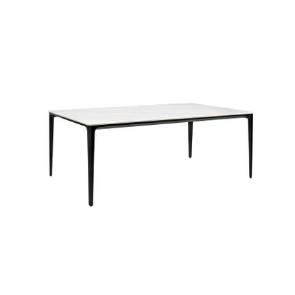 Stół SLIM 180x90 - biały marmur/czarny