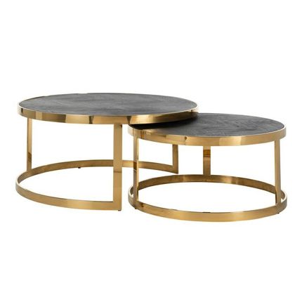 Zestaw dwóch stolików kawowych BLACKBONE GOLD - czarny/złoty