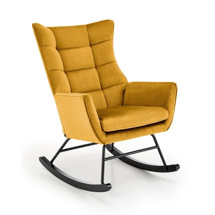 Fotel bujany BAZALTO - musztardowy Bluvel 68/czarny