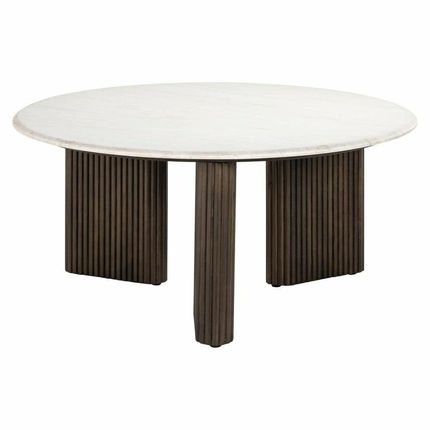 Stolik okrągły MAYFIELD 90 cm - biały/brązowy
