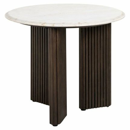 Stolik okrągły MAYFIELD 55 cm - biały/brązowy