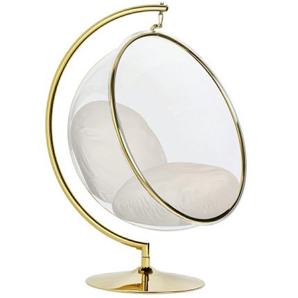 Fotel BUBBLE STAND GOLD Velvet - beżowy/złoty