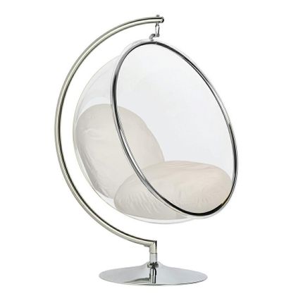 Fotel BUBBLE STAND VELVET - beżowy/srebrny