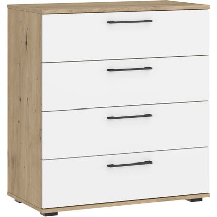 Komoda 4-szufladowa FLEX KM-1 - biały/dąb artisan