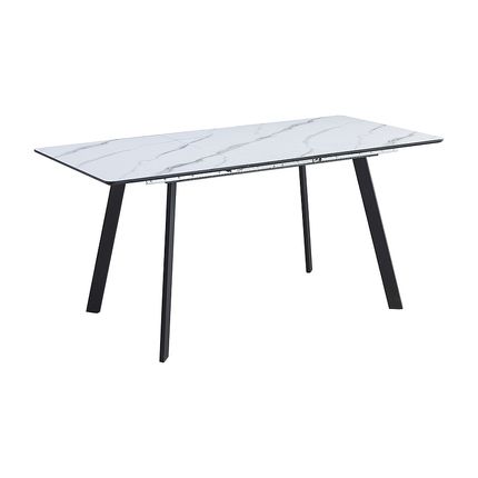 Stół rozkładany BARI 120/160x80 - biały efekt marmuru/czarny mat