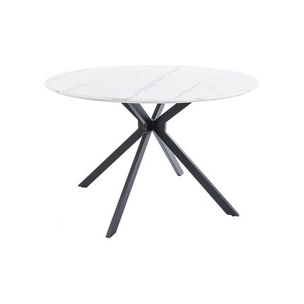 Stół okrągły ASTER 120 cm - biały efekt marmuru/czarny mat