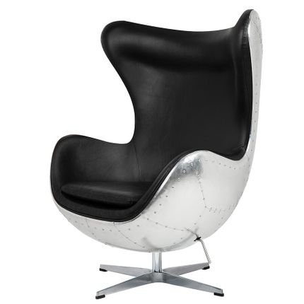 Fotel EGG AVIATOR PU - czarny/srebrny